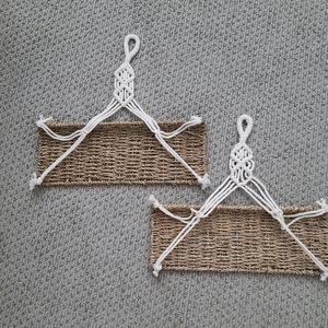 Seagrass and Macrame Hanging Shelves